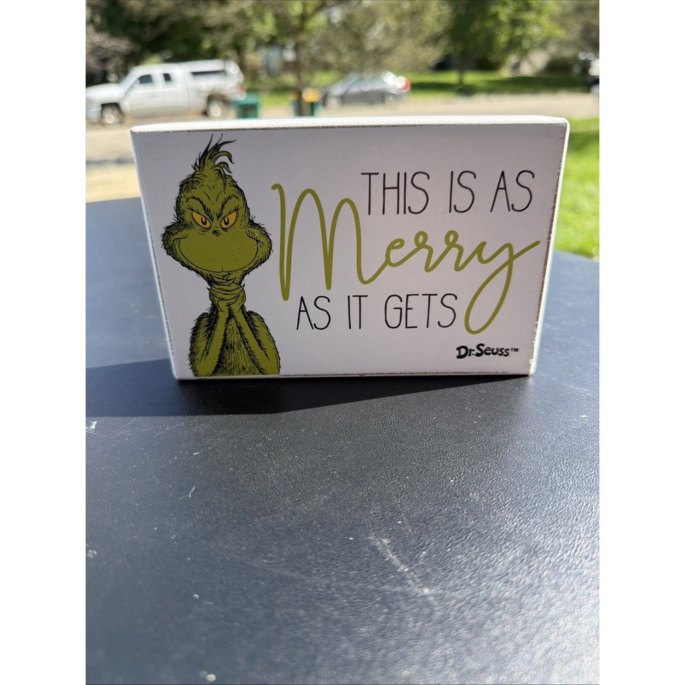2022 Dr. Seuss Designs The Grinch This Is As Merry As It Gets Wood Block Picture